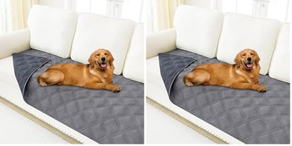 Smiry Waterproof Dog Bed Cover Blanket 30x70, Soft Reversible Pet Blanket, Washable Leakproof Cats Dogs Couch Cover for Sofa, Couch, Furniture, Lattice, Grey/Dark Grey (Pack of 2) - color: Grey/Dark Grey, size: 30x70 Inch (Pack of 2)