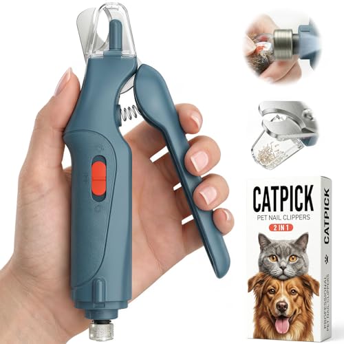 CATPICK 2-in-1 Cat Nail Clippers & Dog Nail Clippers Trimmers for Large Medium Small Dogs Cats Claw Trimmer Quick Sensor and Safety Guard USB Rechargeable with 2 LED Lights Dogs Nail Trimmer - color: Blue 6th Generation