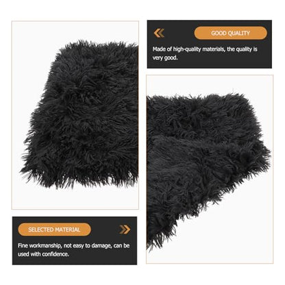 Ciieeo Fluffy Pet Pad Double-Layer Plush Dog Blanket Warm Soft Crate Mat Anti-Slip Cushion for Small Medium Large Dogs and Cats Deep Gray S