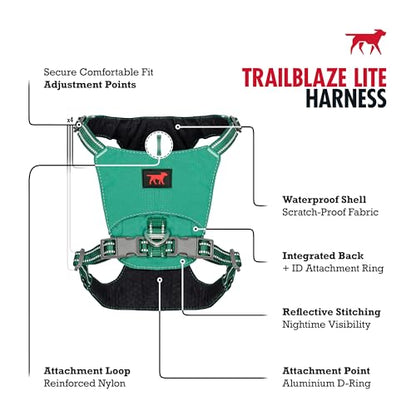Tuff Pupper All-Day Wear Dog Harness | for Walking, Trail Running, Hiking | Front & Back Leash Clips | Reflective Trim | Easy On/Off Buckles | Lightweight Breathable | No Pull Design (Medium, Teal) - color: Tropical Teal, size: Medium