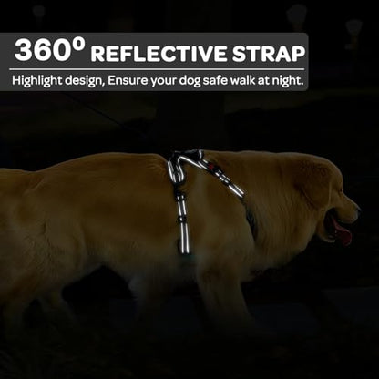 Plaid Dog Harness for Small Dogs, Reflective No Pull Adjustable Pet Vest with Front Clip, Leash, Easy Control Handle and Seat Belt, Black, S - color: Black, size: Small