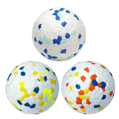 3Pack Dog Ball Toys Indestructible Dog Ball Float On Water Fetch Bouncy Durable Solid Rubber Ball for Puppy Small and Medium Dogs Playing Toys (3Pcs-2.55'') - color: A.Orange+Blue+Green