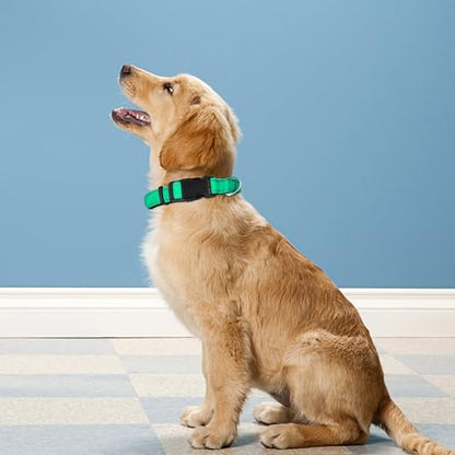 Reflective Dog Collar, Adjustable Soft Neoprene Padded Nylon Pet Collars with Buckle for Puppy and Small Dogs, Cats, Grass Green,XS - color: Grass Green, size: X-Small