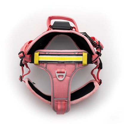 Lumi One LED Dog Harness for Night Visibility and Safety, Patent Pending – Light-Up Dog Vest, Reflective, Adjustable, Rechargeable, Durable, High-Visibility Pet Gear (Pink, Medium) - color: Pink, size: Medium
