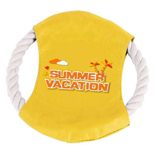 Cotton Rope Flying Disc - Durable & Safe Dog Chew Toy, Non-Toxic Interactive Frisbee for Beach, Park, Backyard Play, Ideal for Medium/Large Dogs - color: Yellow, size: Summer vacation