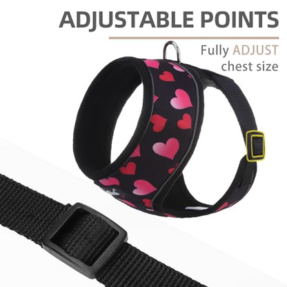 PUPTECK Soft Mesh Dog Harness and Leash Set Pet Puppy Cat Comfort Padded Vest No Pull Harnesses Valentine, Black&Pink, XS - color: Black&Pink, size: XS (NECK: 10", CHEST: 10"-14")