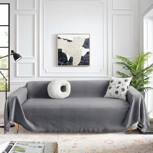 MEETSKY Couch Cover Sofa Slipcover Grey Couch Protector Covers for Sectional Sofa Universal Fit for Couch 2-3 Seat, Thick Washable Soft Touch, 71" x 118", X-Large, Gray - color: Type B-grey, size: 71" x 118" | X-Large