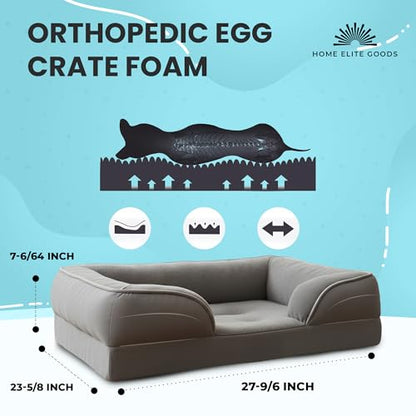 Orthopedic Dog Bed Memory Foam Pet Sofa with Bolsters, Waterproof Liner, Easy to Clean Washable Cover & Non-Slip Bottom – Calming for Small, Medium & Large Dogs