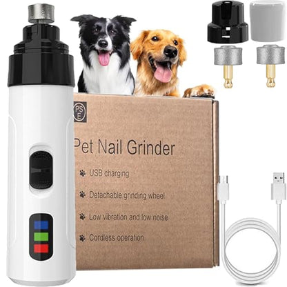 Electric Dog Nail Grinder & Trimmer - Rechargeable, Quiet, Low Vibration Pet Grooming Tool for Small & Large Dogs - Safe Paws Clipper with LED Light for Professional Home Grooming - color: 1 Pcs