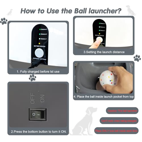 MEKAPLE Automatic Dog Ball Launcher, Upgraded Interactive Dog Balls Thrower with 3 Distance 29Ft-79Ft, Remote Control Ball Launcher for Medium&Large Dogs, 5 Etpu Balls Included (Silver Grey - color: Silver Grey