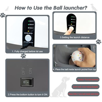 MEKAPLE Automatic Dog Ball Launcher, Upgraded Interactive Dog Balls Thrower with 3 Distance 29Ft-79Ft, Remote Control Ball Launcher for Medium&Large Dogs, 5 Etpu Balls Included (Silver Grey - color: Silver Grey