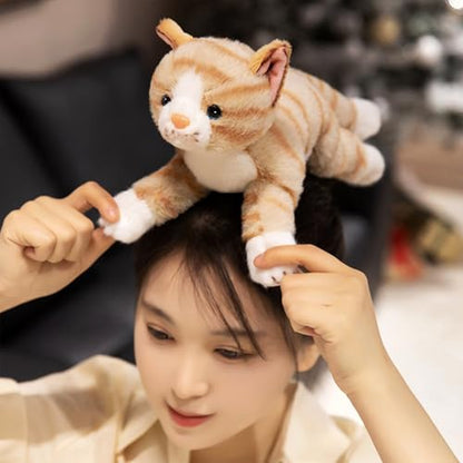 PEACH CAT Striped Cat Stuffed Animal 9.8" Realistic Kitten Plushies Soft Plush Toys Gifts for Kids Yellow - style: 9.8“ Yellow Cat