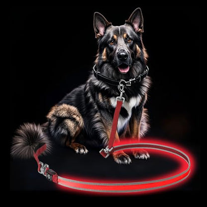 LED Dog Leash - Rechargeable, Waterproof & Reflective, 6FT Tangle-Free for Night Walking(Red) - color: Red