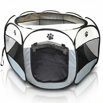 Bee Neat Large Foldable Pet Playpen for Medium Dogs & Cats – Portable Indoor & Outdoor Pet Pen 44 x 24, Lightweight Exercise Playpen for Puppies, Kittens & Medium Pets - style: Large
