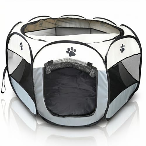 Bee Neat Large Foldable Pet Playpen for Medium Dogs & Cats – Portable Indoor & Outdoor Pet Pen 44 x 24, Lightweight Exercise Playpen for Puppies, Kittens & Medium Pets - style: Large