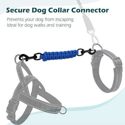 Dog Collar Safety Clip, Handmade Backup Safety Strap for Dog Harness, Prong, Pinch Collar, Double Ended Clasp Leash Connector (Blue) - color: Blue