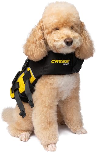 Cressi DLJ Dog Life Jacket Dog Life Jackets, Black/Yellow, XS - size: X-Small