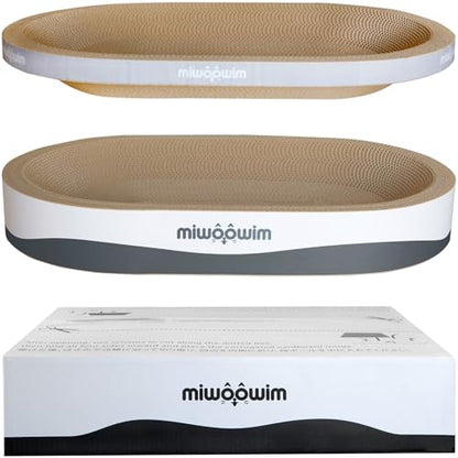 3PCS 23.6 Inch Extra Large Cat Scratcher Bed,Big Cats Box with Corrugated Scratch Pad, Scratching Lounge Bed,Oval Shape Cat Scratcher Bowl - color: grey 23.6 inch (big)