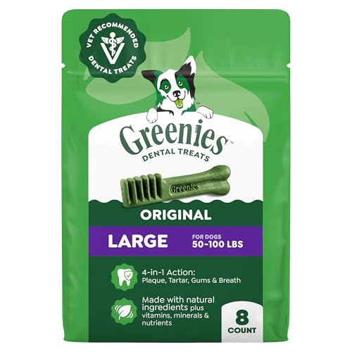 Greenies Veterinarian-Recommended Adult Natural Dental Dog Treats Large Size, Dog Dental Chews, Original Flavor, 12 oz. Pack, 8 Count - size: 8 Count (Pack of 1)