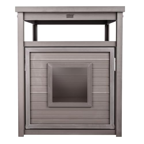New Age Pet ECOFLEX Jumbo Cat Box Cover and End Table with Litter Box Enclosure and a 10 Year Warranty Hides Unsightly Litter Box made with Moisture & Odor Resistant Composite Material, Grey - color: Grey, size: Jumbo