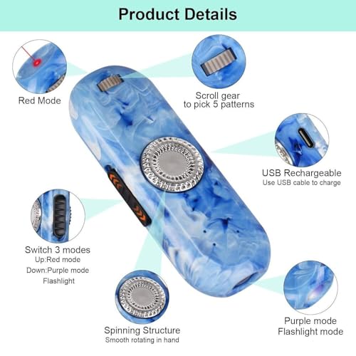 TBTeek Cat Toy, Finger Rotatable, 3 Modes, 5 Fun Patterns, Rechargeable, Portable Dog Cat Toy for Indoor Cats Chasing and Exercise - size: 1pc finger rotatable