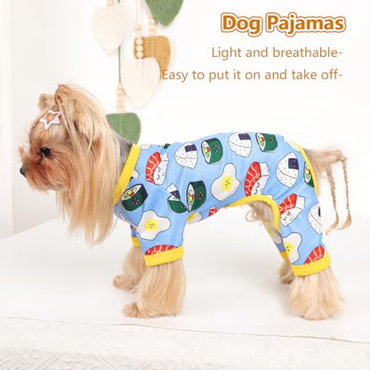Dog Pajamas Small Sized Dogs Stretchable Summer Dog Clothes Pjs 4 Legs Girl Boy Cute Soft Puppy Outfits Doggie Cat Jammies Jumpsuit Sleeper for Pet (Bread, X-Small) - color: Bread, size: X-Small (Chest 11in )