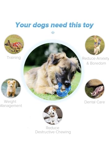 Dog Chew Ring Toy, Though, Durable and Non Toxic Blue Rubber Dog Toys, Interactive Dental Teething Toy for Large Dogs, Aggressive Chewers Large Breed, Fun to Chew, (Blue), 1 Count (Pack of 1)