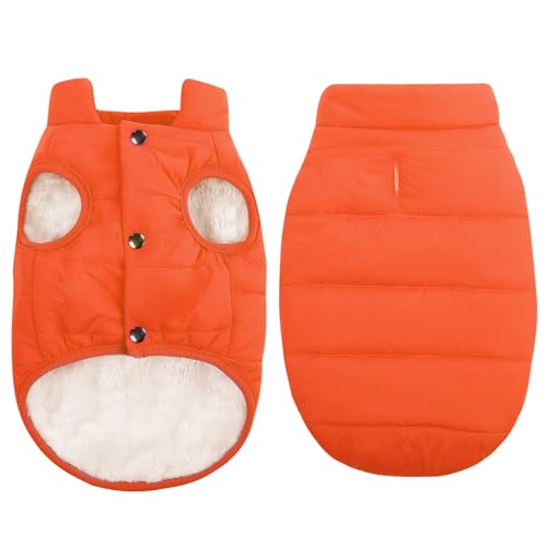 ASENKU Dog Winter Coat - Waterproof Windproof Dog Jacket, Warm Snowproof Doggie Puffer Vest for Cold Weather, Lightweight Snow Coats for Small Medium Large Dogs (Orange, L) - color: Orange, size: Large