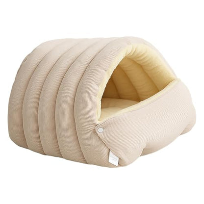 Winter Cave Warm Cat House Removable Cushion Convenient,PP Cottons Comfortable Washable Supplies Multifunctional, White M