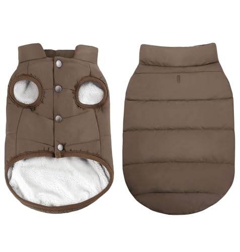 ASENKU Dog Winter Coat - Waterproof Windproof Dog Jacket, Warm Snowproof Doggie Puffer Vest for Cold Weather, Lightweight Snow Coats for Small Medium Large Dogs(L, Coffee) - color: Coffee, size: Large