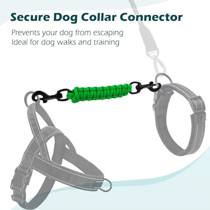 Dog Collar Safety Clip, Handmade Backup Safety Strap for Dog Harness, Prong, Pinch Collar, Double Ended Clasp Leash Connector (Green) - color: Green