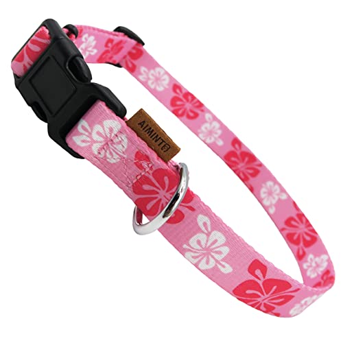 Dog Collar, Cute Floral Pattern, Soft and Adjustable Collar with Quick Release Buckle (XS (Neck 9-13", Width 3/8"), Hawaiian Pink) - color: Hawaiian Pink, size: XS (Neck 9-13", Width 3/8")
