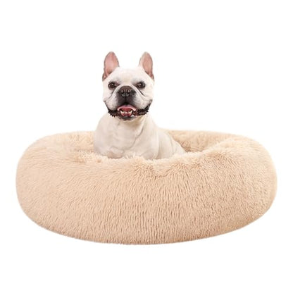 Amazon Basics Washable Donut Pet Bolster Faux Fur Bed with Removable Cover, Anti-Slip Bottom for Dog, Beige, 36" x 36" - color: Beige, size: 36" x 36"