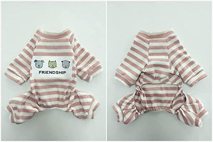 Dogs PJS Clothes for Small Dogs Girl Puppy Pajamas Long Sleeved Onsie Warm Coats Jumpers Outfits - color: PINK, size: M(Back9.8", Weight4-6.5 lbs)
