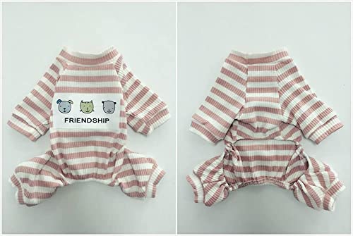 Dogs PJS Clothes for Small Dogs Girl Puppy Pajamas Long Sleeved Onsie Warm Coats Jumpers Outfits - color: PINK, size: L(Back11.8", Weight6.5-9 lbs)