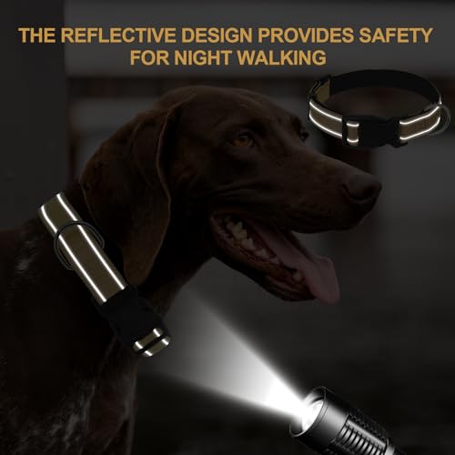 Dog Collars Adjustable for Small Dogs,Heavy Duty Waterproof Dog Collar with Quick Release Buckle,Girl Boy Female Male Reflective Nylon Dog Collar with Soft Neoprene Padded,S,Camel - color: Camel, size: Small
