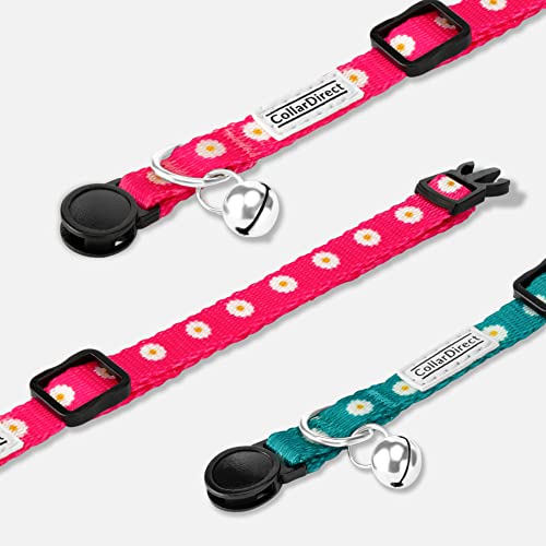 CollarDirect Cat Collar Breakaway with Removable Bell Set of 2 PCS - color: Pink & Green