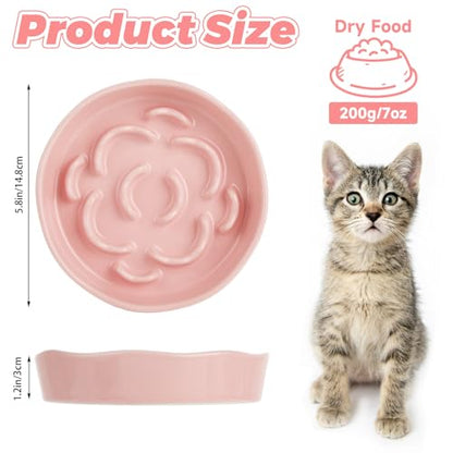 Small Slow Feeder Cat Bowls 4PCS Anti-Choking Puzzle Slow Feeding Dog Bowls with Non-Slip Base, Interactive Slow Feeder for Small Breeds, Bloat Prevention Maze Dish, 1 Cup Capacity