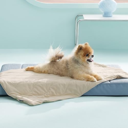 Bedsure Premium Cooling Blanket for Small Dog - Q-MAX>0.5, Breathable Summer Washable Cold Pet Throw Blanket, Soft Durable Self Cooling Cat Mat for Hot Weather, Gentle Cream, 25x35 - color: Gentle Cream, size: S(25x35")