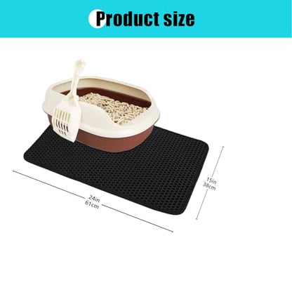 Cat Litter Mat, Kitty Litter Collector, Double Layered Honeycomb Design Waterproof, Anti Urine, Anti Slip, Easy to Clean, Limit Garbage (23"x14.5", Black) - color: Black, size: 23" x 14.5"