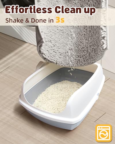 Cat Litter Mat Litter Trapping Mat, 33"x23" Plush Cat Litter Rug Catcher, Easy to Clean, Machine Washable - color: Gray, size: Large