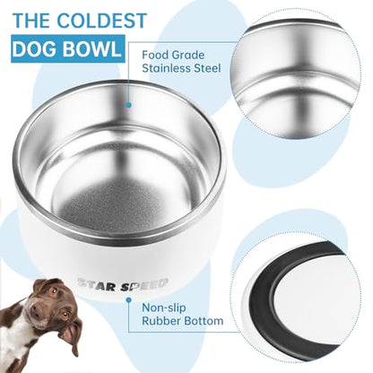 100oz Large Stainless Steel Dog Bowl. Extra Large Water Bowls for Large Dogs with Rubber Bottom, Drop Resistant and Durable, Keeps Cold, Fits Different Size Big Dog Food Bowls.(100 OZ, White) - color: White, size: 100oz