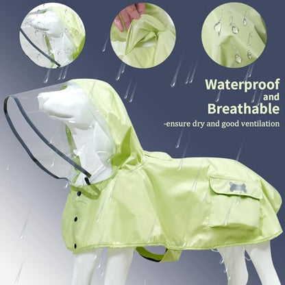 Waterproof Dog Raincoat, Adjustable Reflective Lightweight Pet Rain Clothes with Poncho Hood(X-Small,Light Green) - color: Light Green, size: X-Small(4-9lb)