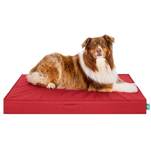 FurHaven Jumbo Orthopedic Dog Bed – Indoor/Outdoor Water-Resistant Mattress Pet Bed, Removable Washable Cover, Red - color: Red, size: Jumbo