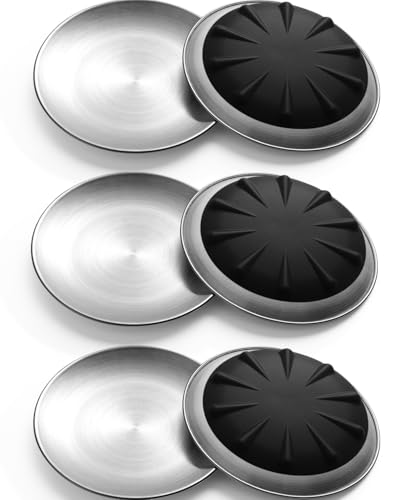 WROSWT 304 Stainless Steel Cat Plates for Wet food, 6.7" Shallow/Wide Whisker Friendly Cats Food Bowls, Non-Slip Silicone Base,Easy to Clean Indoor Cat Feeding Dishes, 6 Pack - size: Cat Plates - 6 Pack