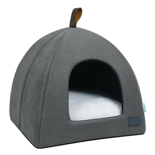 Zerone Pet Tent, Foldable Cat Bed Breathable Cat House Indoor Pet Tent Dog Bed with Mat (M) - color: Grey, size: M