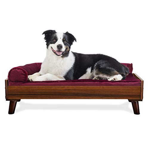 Furhaven Elevated Dog Bed Frame for 36" x 27" Large Dog Beds, Easy Assembly - Mid-Century Modern Bed Frame - Walnut, Large - color: Veneer Walnut, size: 36" x 27"