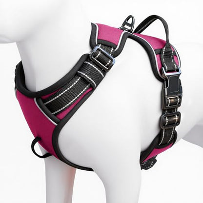 No Pull Dog Harness, No Chock Reflective Adjustable Soft Padded Pet Vest with Easy Control Handle, Easy Wearing with Stylish, Reinforced Knot, 2 Buckles - color: Hot Pink, size: X-Small