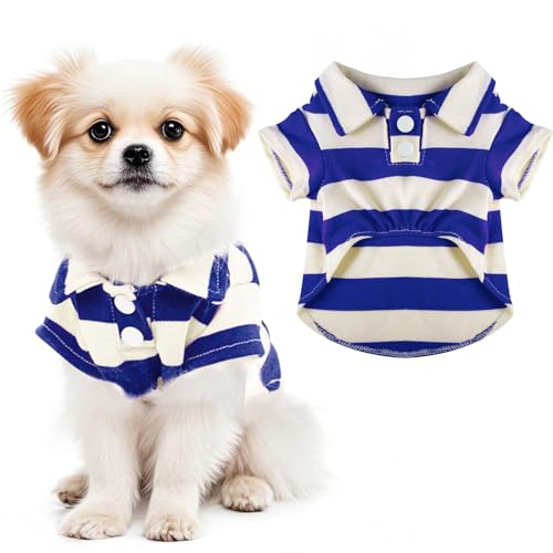 Dog Shirt Polo Shirt Striped Collar Puppy Clothes Summer Button Up Pet Clothes for Small Medium Dogs Cats for Boy Girl Pets (Royal Blue, X-Large) - color: Royal Blue, size: X-Large