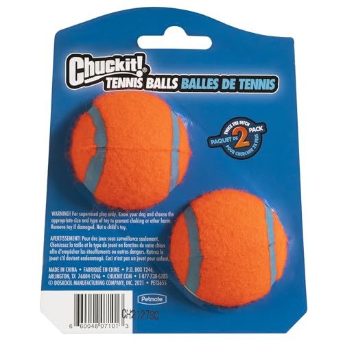 Chuckit! Dog Tennis Ball Dog Toy, Small (2 Inch Diameter) for dogs 0-20 lbs, Pack of 2 - size: Small - Pack of 2